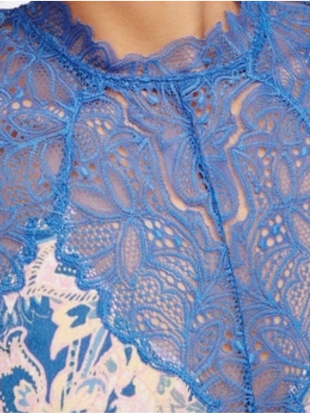 Free People Marsha Blue Floral Lace Mini Dress - Picture 2 of 4